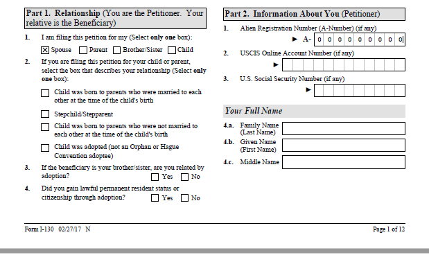 A-number example - Form I-130 Petition for Alien Relative - Bull City Lawyer